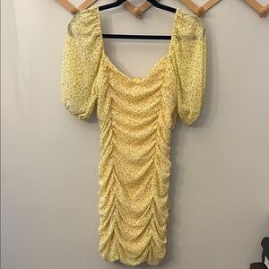 All in Favor Yellow Floral Midi Dress